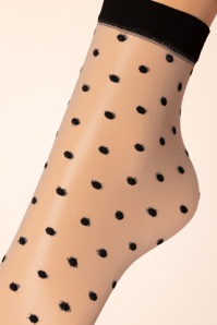 Fiorella - 50s Cute Polkadot Socks in Beige and Black 2
