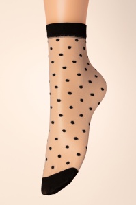 Fiorella - Cute Polkadot Socks Années 50 en Beige et Noir