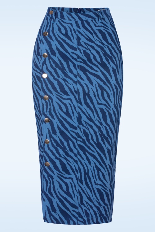 Minueto - Alexandra Midi Skirt in Blue
