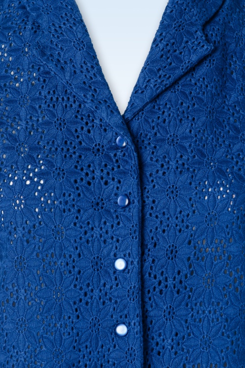 Pretty Vacant - Ellen bestickte Bluse in Blau Schiffly 3