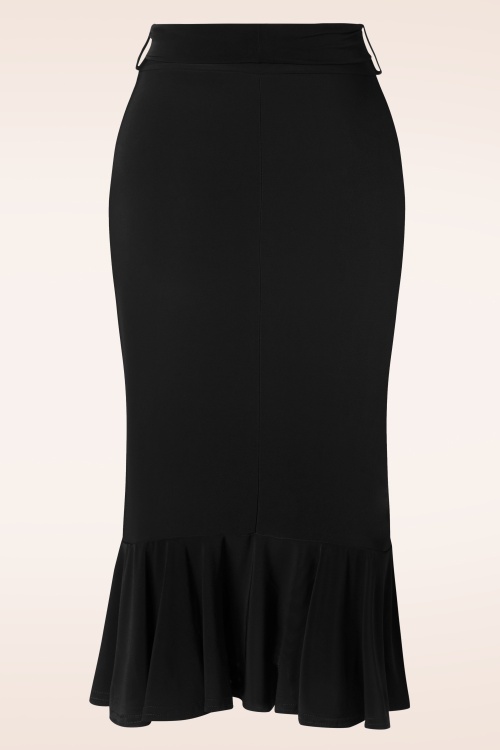 Vintage Chic for Topvintage - Naomi Ruffle Pencil Skirt in Black 2