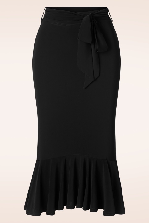 Vintage Chic for Topvintage - Naomi Ruffle Pencil Skirt in Black