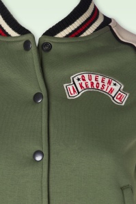Queen Kerosin - College Raglan Sweat Jacket in Queen of Liberty Green 3