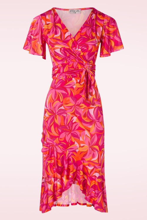 Vintage Chic for Topvintage - Serena Ruffle pencil jurk in roze