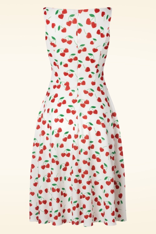Vintage Chic for Topvintage - Cherry hearts swing jurk in wit  2
