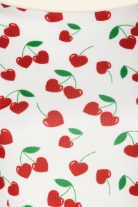 Vintage Chic for Topvintage - Robe corolle Cherry Hearts en blanc  3