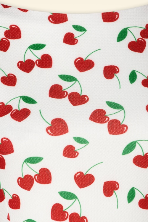 Vintage Chic for Topvintage - Cherry hearts swing jurk in wit  3