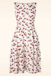 Vintage Chic for Topvintage - Cherry hearts swing jurk in wit 
