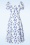 Timeless - Robe corolle fleurie Femke en blanc et bleu cèdre 2