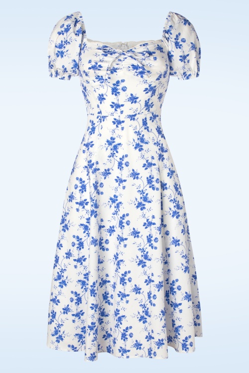 Timeless - Femke Floral swing jurk in wit en cederroze