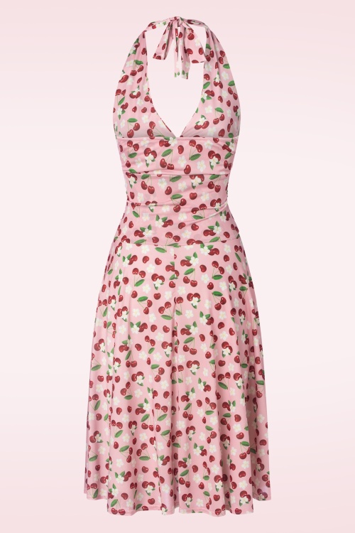 Vintage Chic for Topvintage - Yolanda Cherry Halter Dress in Pink 3