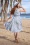 Miss Candyfloss - Poria Sable floral linnen swing jurk in wit en staalblauw 2