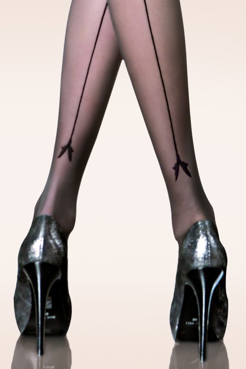 Fiorella - Miriam-panty met patroon in zwart 2