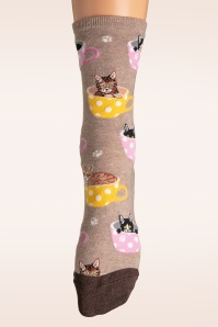 Socksmith - Cat-Feinated Socks in Brown 2