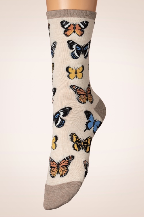 Socksmith - Majestätische Schmetterlingssocken in Beige