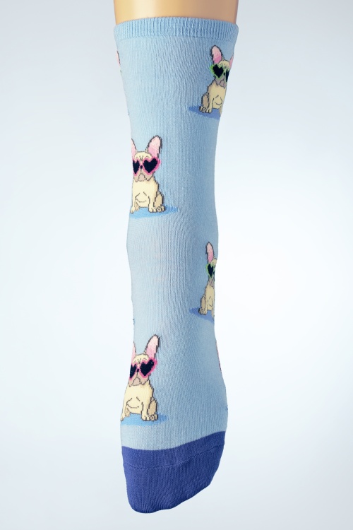Socksmith - Frenchie Fashion Sokken in lichtblauw 2