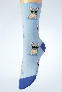 Socksmith - Frenchie Fashion Socks in Light Blue