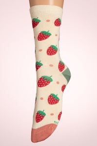 Socksmith - Chaussettes Bamboo Strawberry Delight en Ivoire