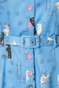 Collectif Clothing - Robe corolle sans manches à motif caniches Caterina en bleu 3