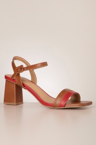 Poti Pati - Desiree Block Heel sandaaltjes in bruin en rood 3