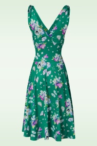 Vintage Chic for Topvintage - Robe corolle à motif papillons Grecian en vert 2