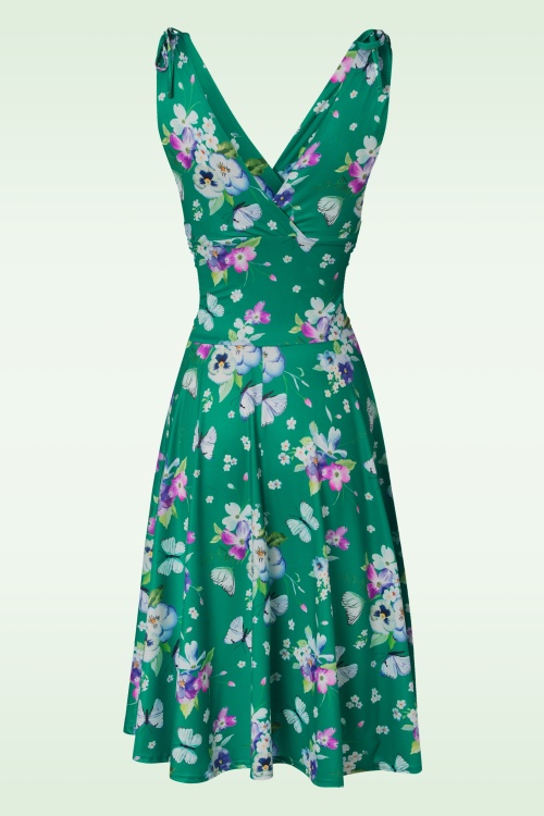 Vintage Chic for Topvintage - Grecian Butterfly swing jurk in groen 2