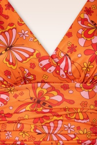 Vintage Chic for Topvintage - Robe corolle à motif papillons Grecian en orange 3