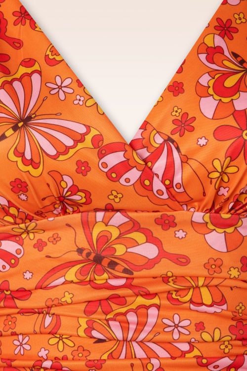 Vintage Chic for Topvintage - Grecian Butterfly swing jurk in oranje  2