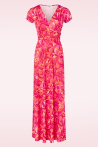 Vintage Chic for Topvintage - Rinda bloemen maxi jurk in roze 