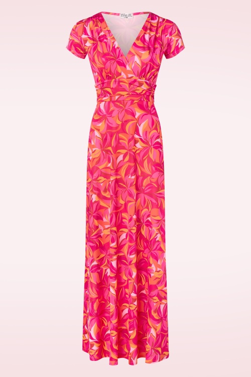 Vintage Chic for Topvintage - Rinda bloemen maxi jurk in roze  2