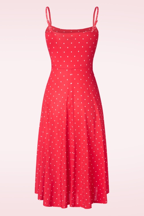 Vintage Chic for Topvintage - Jessie polka dot swing jurk in rood 3