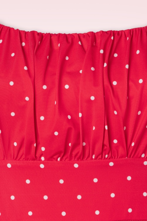 Vintage Chic for Topvintage - Robe corolle à pois Jessie en rouge 4