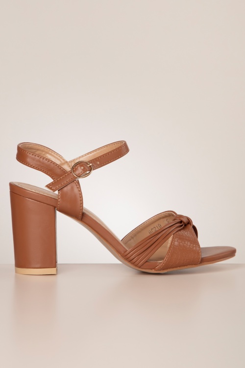 Poti Pati - Dina Block Heel Sandals in Cognac