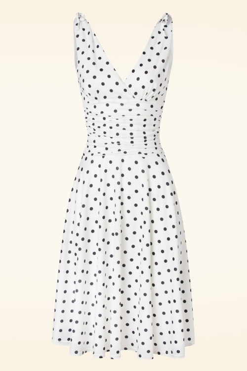 Vintage Chic for Topvintage - Grecian polkadot jurk in wit