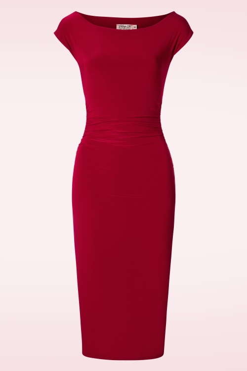 Vintage Chic for Topvintage - Jacintha potlood midi-jurk in rood