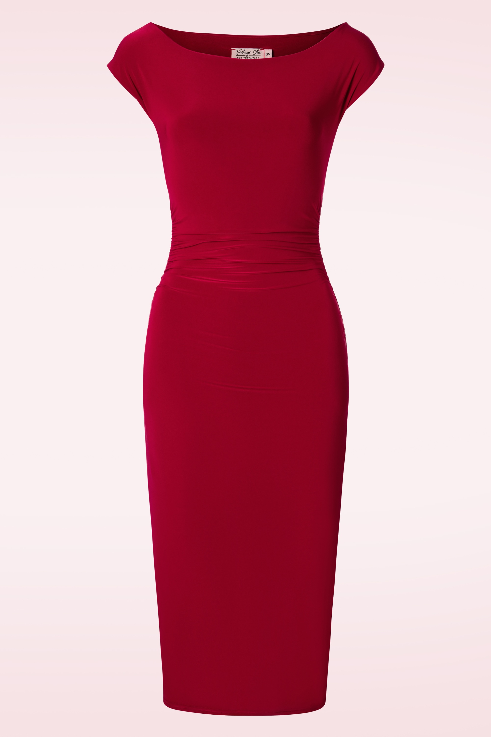 Vintage Chic for Topvintage - Jacintha potlood midi-jurk in rood