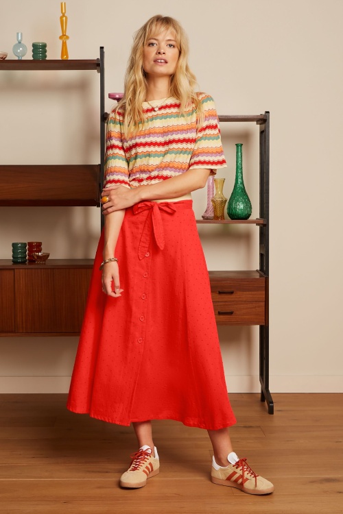 King Louie - Judy Midi Skirt Verano in Fire Red