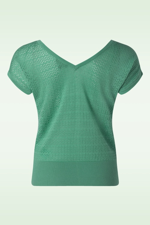 King Louie - Mateo Knit Double V Top in Spar Green 5
