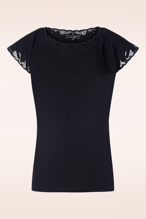 King Louie - Betty Aurelie Embroidery Top in Black