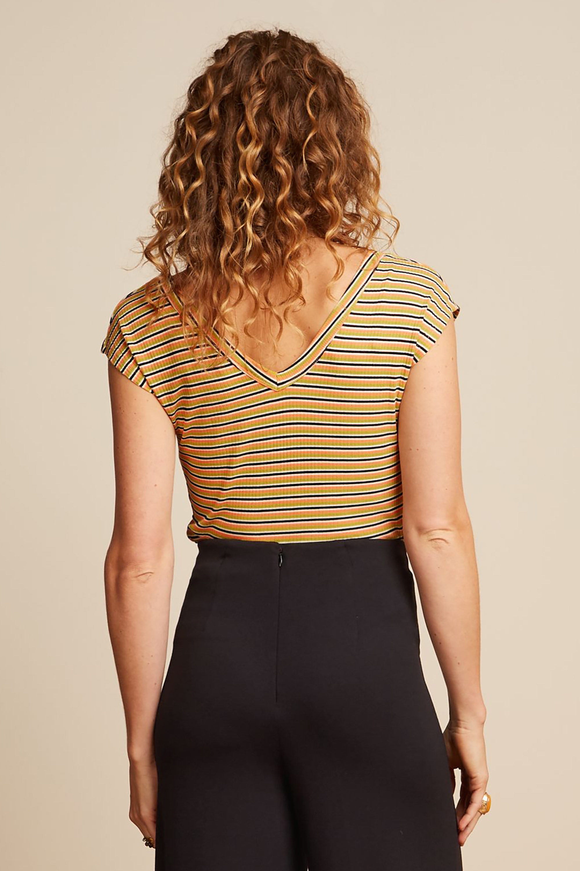 King Louie - Gardena Stripe Double V top in zwart 3