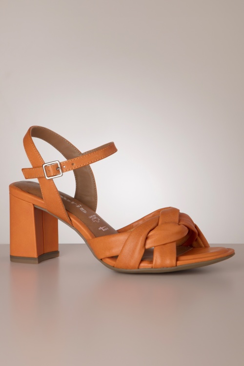 Tamaris - Maxime Leather High Heeled sandaaltjes in oranje 3