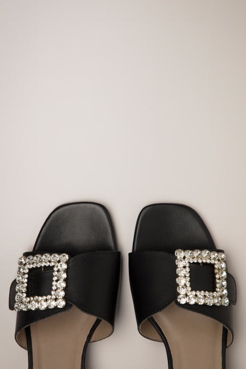 Parodi Shoes - Too Glam To Give a Damn Leather Sandals in Black 2