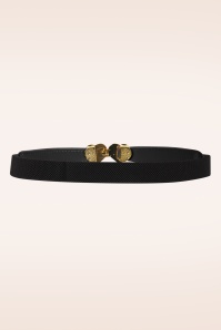 Vixen - Pearly Heart Clasp Waist Belt in Black 2
