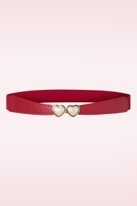 Vixen - Pearly Heart Clasp Waist Belt in Red