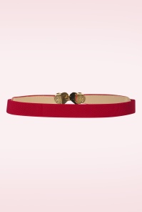 Vixen - Pearly Heart Clasp Waist Belt in Red 2
