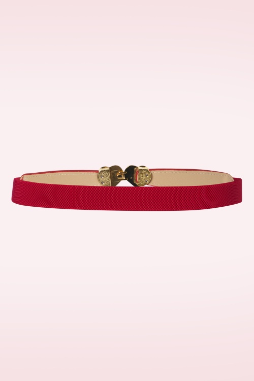 Vixen - Pearly Heart Clasp Waist Belt in Red 2