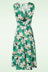 Vintage Chic for Topvintage - Jane tropical toucan swing jurk in groen 2