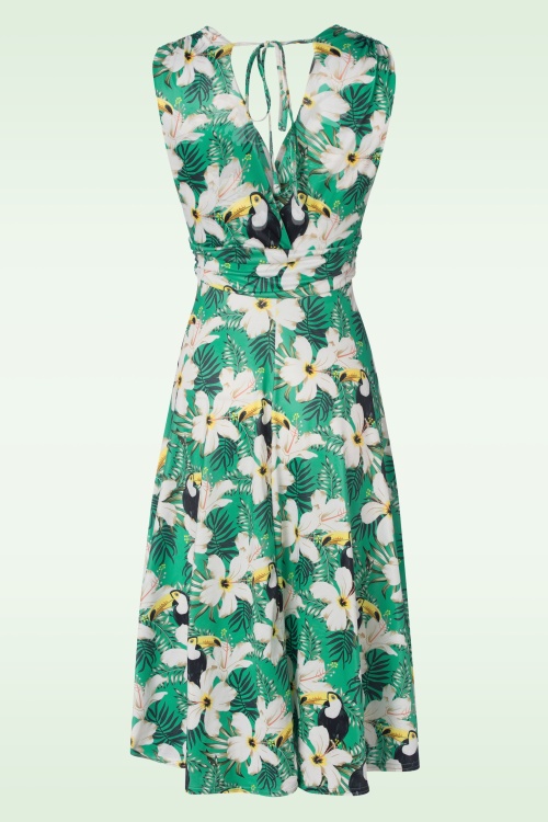 Vintage Chic for Topvintage - Jane Tropical Toucan Swing Dress in Green 2