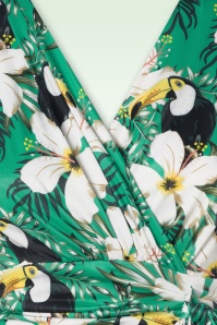 Vintage Chic for Topvintage - Jane tropical toucan swing jurk in groen 3