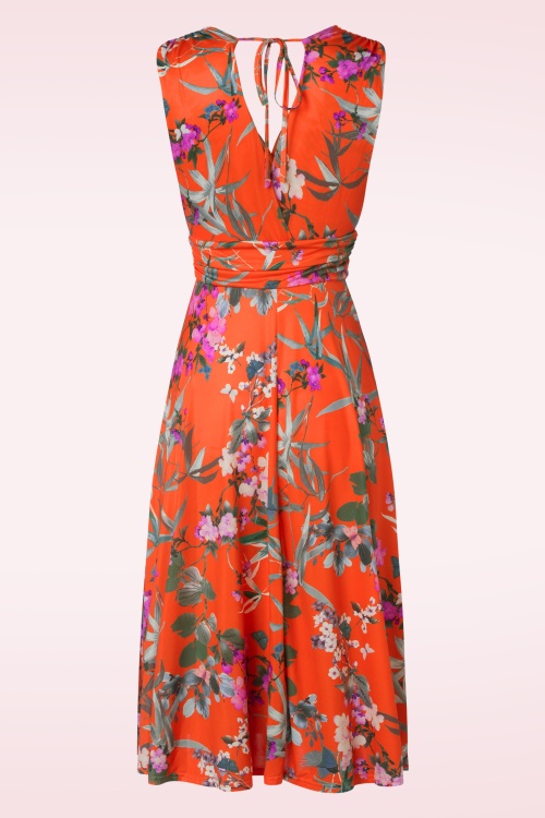 Vintage Chic for Topvintage - Jane floral swing jurk in koraal 2